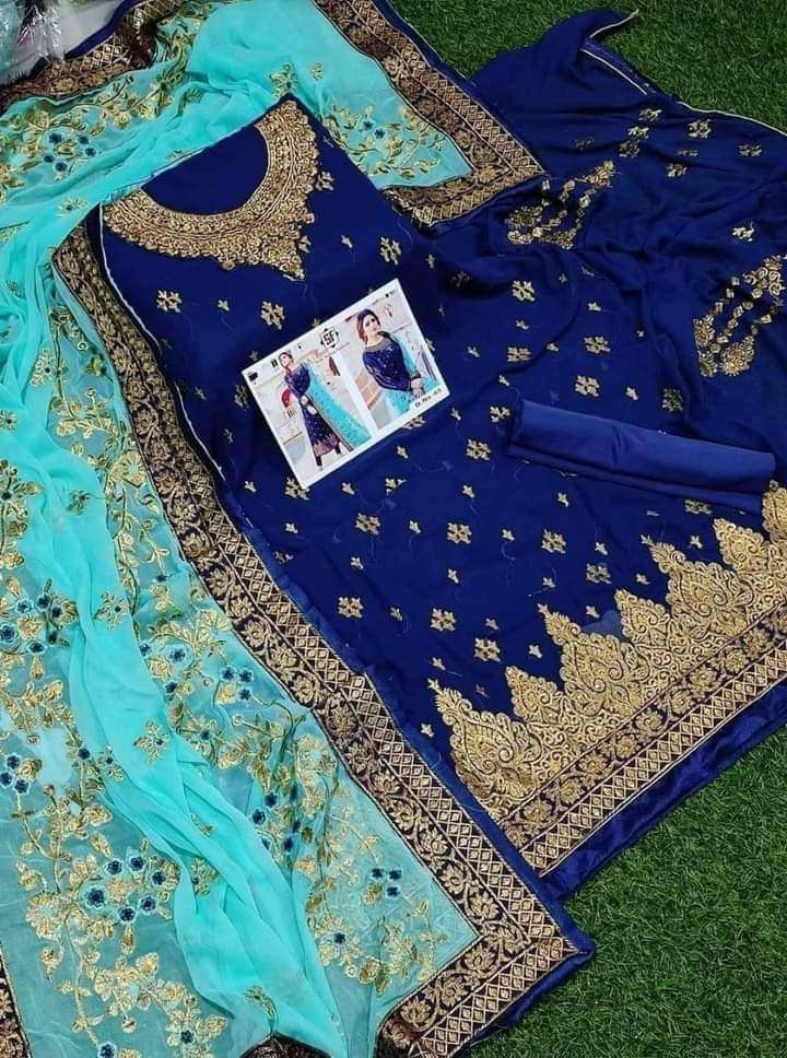 Depp Blue Georgette with Embroidery Work Salwar Kameez