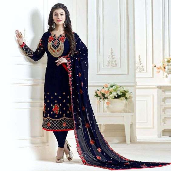 Women Embroidery Black Three Piece