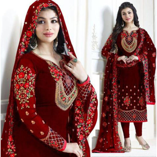 Indian Weightless Soft Red Georgette with Embroidery Work.